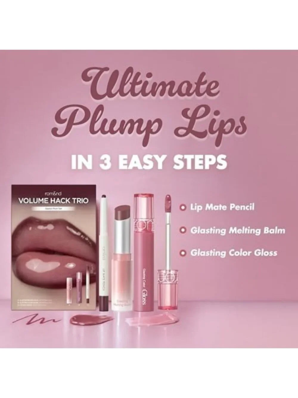 Plumping Lip Kit Trio | 3-Step Volume Hack Set | Glazed Plum Lip Gloss & Balm